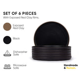 Ceramic Dinner Plates Set Of 6 Pieces, Black | Ceramic Plates Set With Matte Finish - Premium Stoneware | Ceramic Dinner Plates - Japandi Dinner Plates